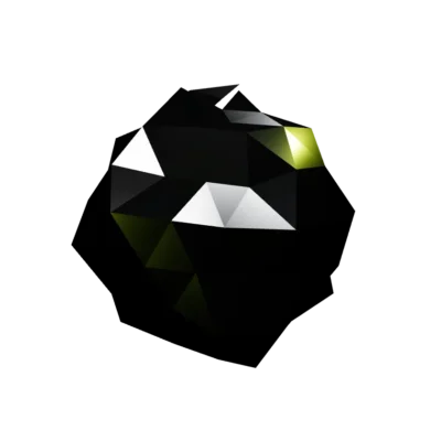 Abstract 3D chrome shape accent graphic